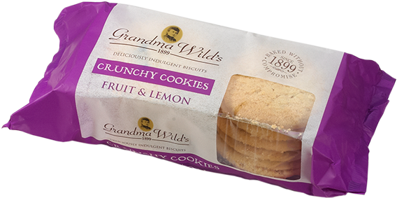 0103 Crunchy Fruit & Lemon Web - Grandma Wilds Crunchy Cookies Fruit & Lemon 200g (799x320), Png Download