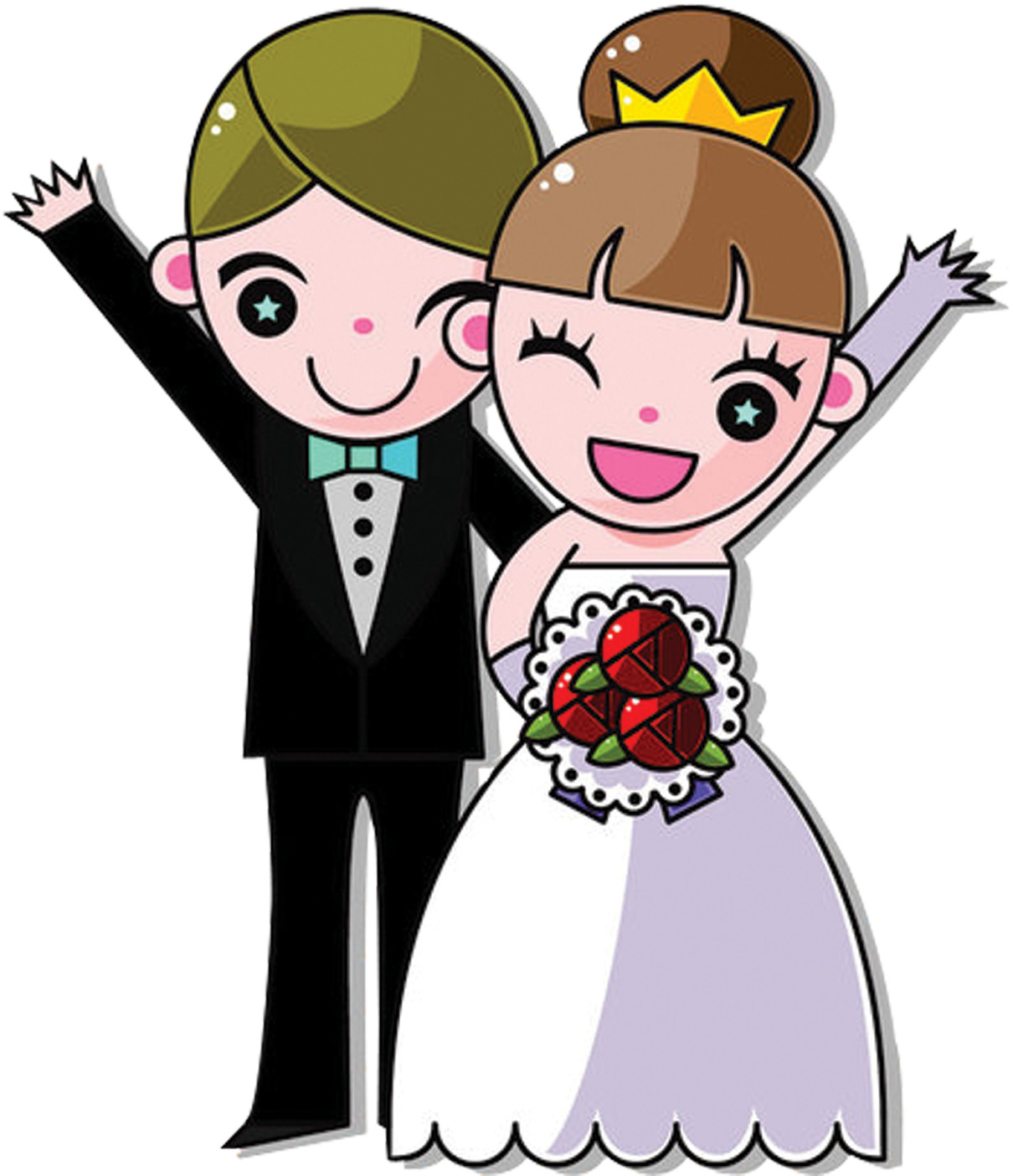 Wedding Couple Cartoon Images - Bride And Groom Animation (1608x2075), Png Download