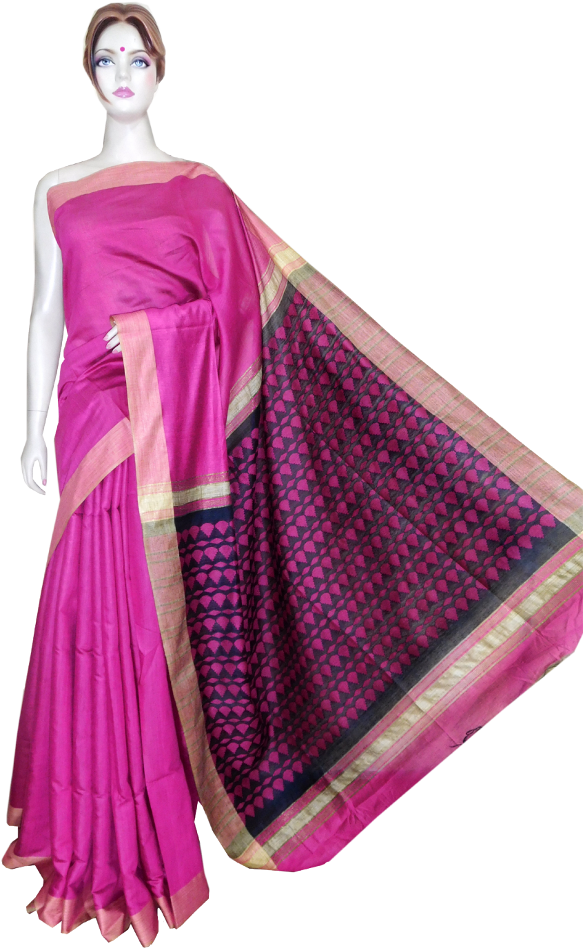 Handwoven Bhagalpuri Cotton Silk Saree - Bhagalpuri Silk (1200x1412), Png Download