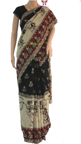 Kss013-kalamkari Chennur Silk Saree - Kalamkari (320x480), Png Download