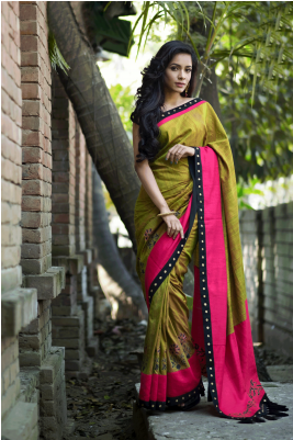 Moss Green Motka Silk Saree - Silk (400x400), Png Download