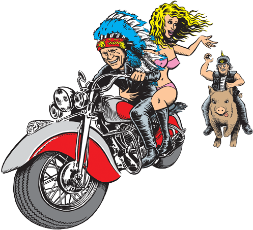 Chief Overdrive - Indian Motorcycle Cartoon (500x459), Png Download