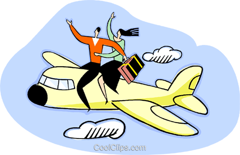 Couple Riding On Top Of Airplane Royalty Free Vector - Verbes En Er Exercices Pdf (480x311), Png Download