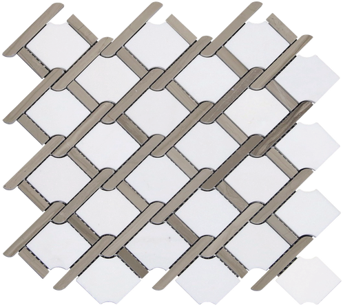 Carrara Lattice Marble Mosaic (498x447), Png Download