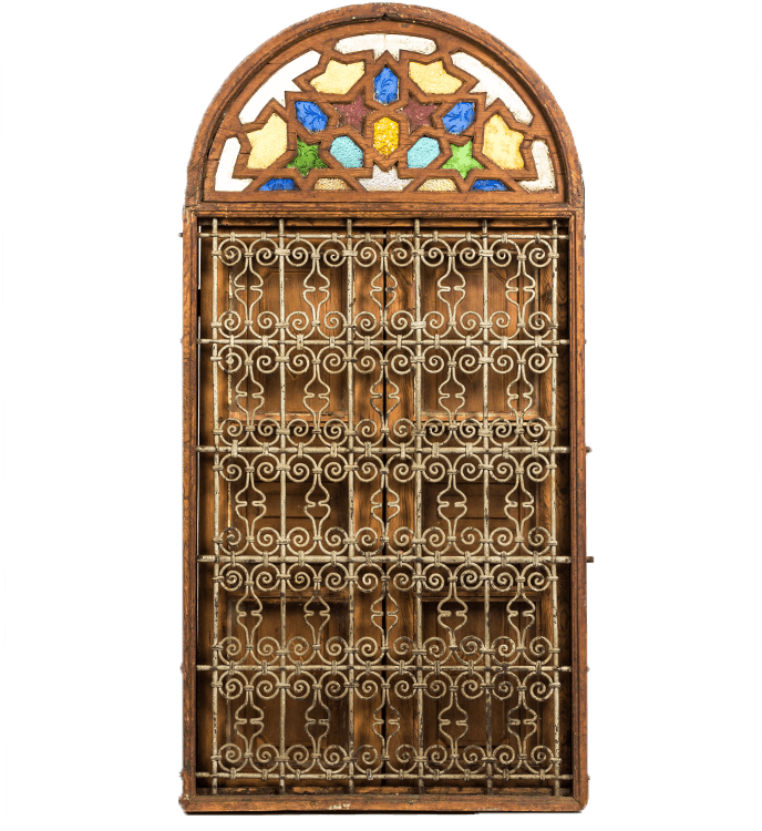 A Very Beautiful Window In Cedar Wood And Wrought Iron - Marrakesh (688x768), Png Download