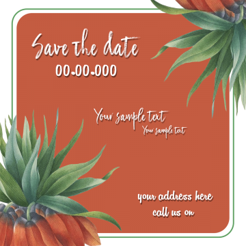 Save The Date Invitation Card Botanicals Flowers Background, - Aloe (360x360), Png Download