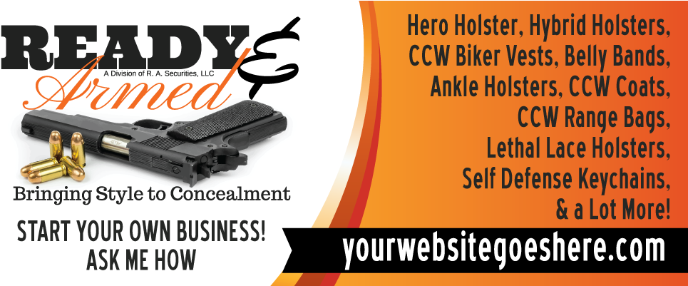 Ready & Armed Vinyl Horizontal Banner - Business Card (1000x400), Png Download