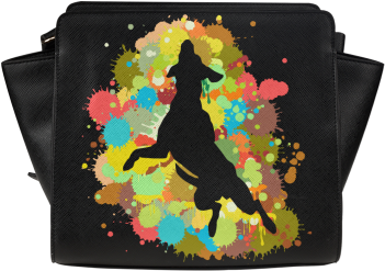 Funny Crazy Jumping Dog Shape Splash Design Satchel - Wristlet (500x500), Png Download