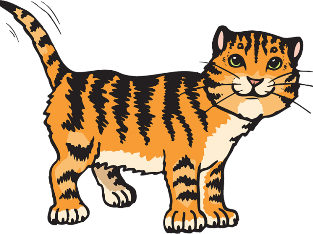 Big Cat Clipart Barn Cat - Cute Tiger Large Wall Clock (640x480), Png Download