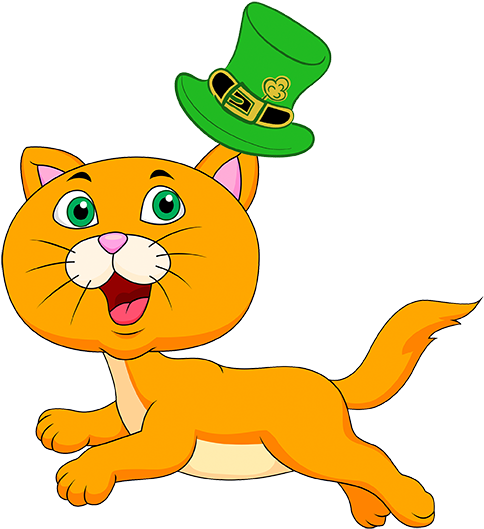 St Catrick S Day Leprecat Lore Sparklecat - Cat Running Clipart Png (500x552), Png Download