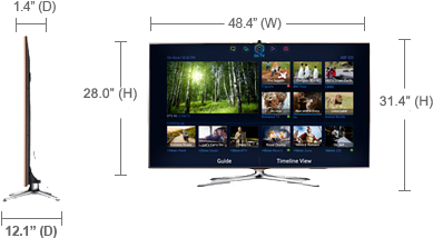 Un55f7500afxza - 45 Inch Samsung Tv Dimension (515x265), Png Download