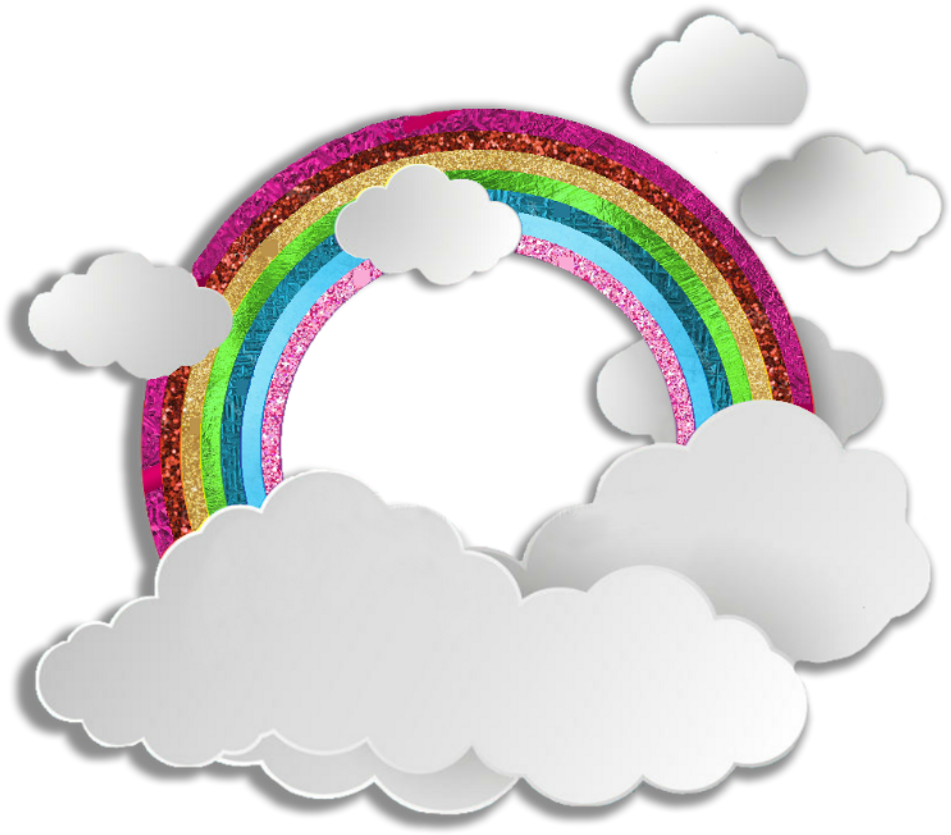 Rainbow Colorful Paperclouds Vector Glitter Weather - Heart (1024x1024), Png Download
