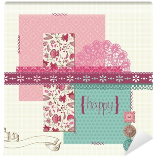 Beautiful Scrapbook Collection In Vector Wall Mural - Design (400x400), Png Download