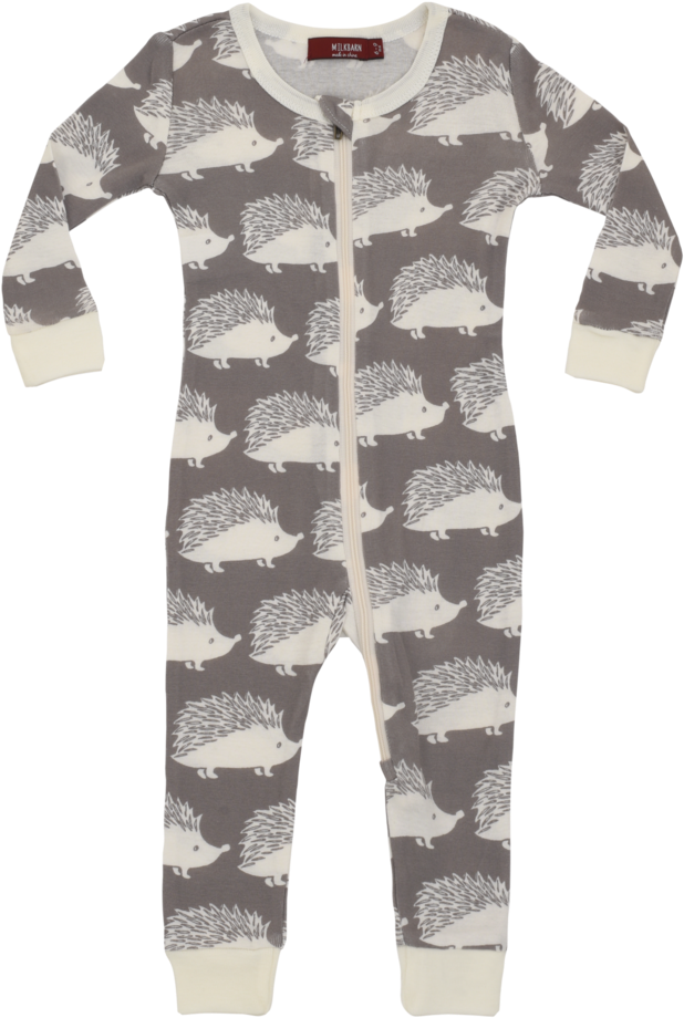 Milkbarn Baby Organic Cotton Zipper Pajama - Hedgehog Pajamas (1024x1024), Png Download