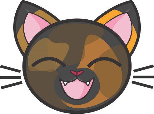 Tortie - Cute Cat Head Drawing (500x371), Png Download