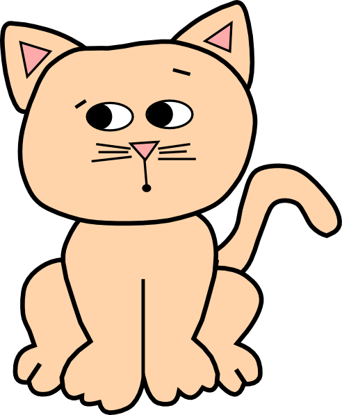 Free Confused Cat Clip Art - Clip Art Cartoon Cat (492x598), Png Download