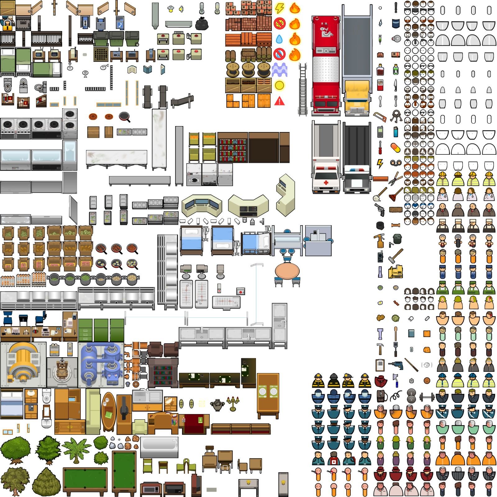 Image - Prison Architect Object Tileset (1600x1600), Png Download