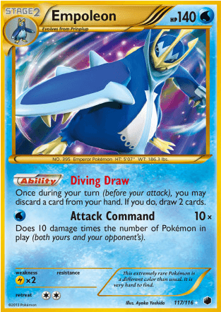 Empoleon 117/116 Bw Plasma Freeze Holo Secret Rare - Water Support Cards Pokemon (500x500), Png Download