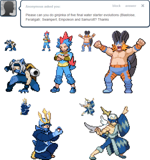 Empoleon Gijinka - Feraligatr And Samurott (500x534), Png Download