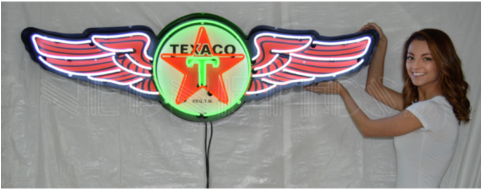 5 Foot Texaco Wings Neon Sign In Steel Can - Neon Sign (480x480), Png Download