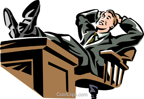 Businessman Relaxing At His Desk Royalty Free Vector - Businessman Relaxing Clipart Png (480x331), Png Download