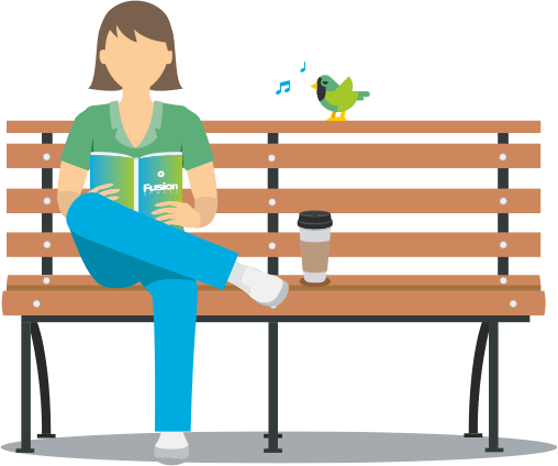 Woman Sitting On A Wooden Bench With A Take-away Coffee - Family Sitting In Bench Clipart (508x424), Png Download