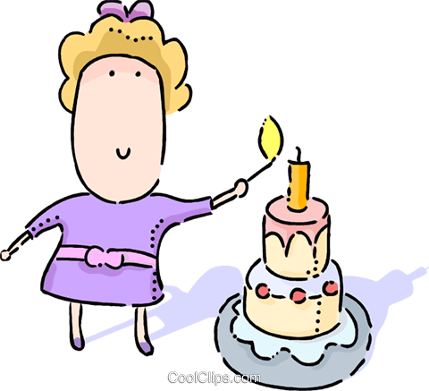 Girl Lighting Candles On A Birthday Cake Royalty Free - Birthday Cake (480x437), Png Download
