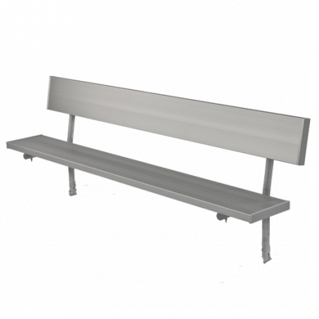 8' Stationary Bench With Back - Players Bench W Back Galv. Steel Frame Aluminum Plank (460x460), Png Download