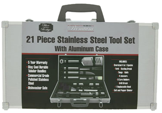 Chef Master 02066x Outdoor Barbecue Grill Utensils - Mr. Bar-b-q 1 - 21pc Tool Set (376x338), Png Download