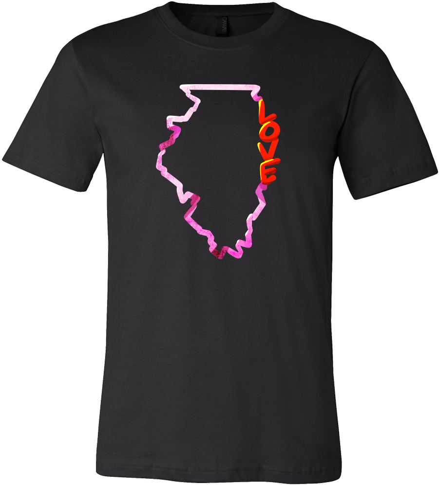 Love Illinois State Flag Map Outline Souvenir Gift - Welshly Arms T Shirt (1000x1000), Png Download