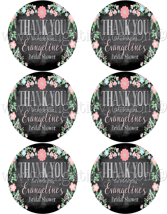 Vintage Chalkboard Floral Bridal Shower Favor Tags - Bridal Shower (614x794), Png Download