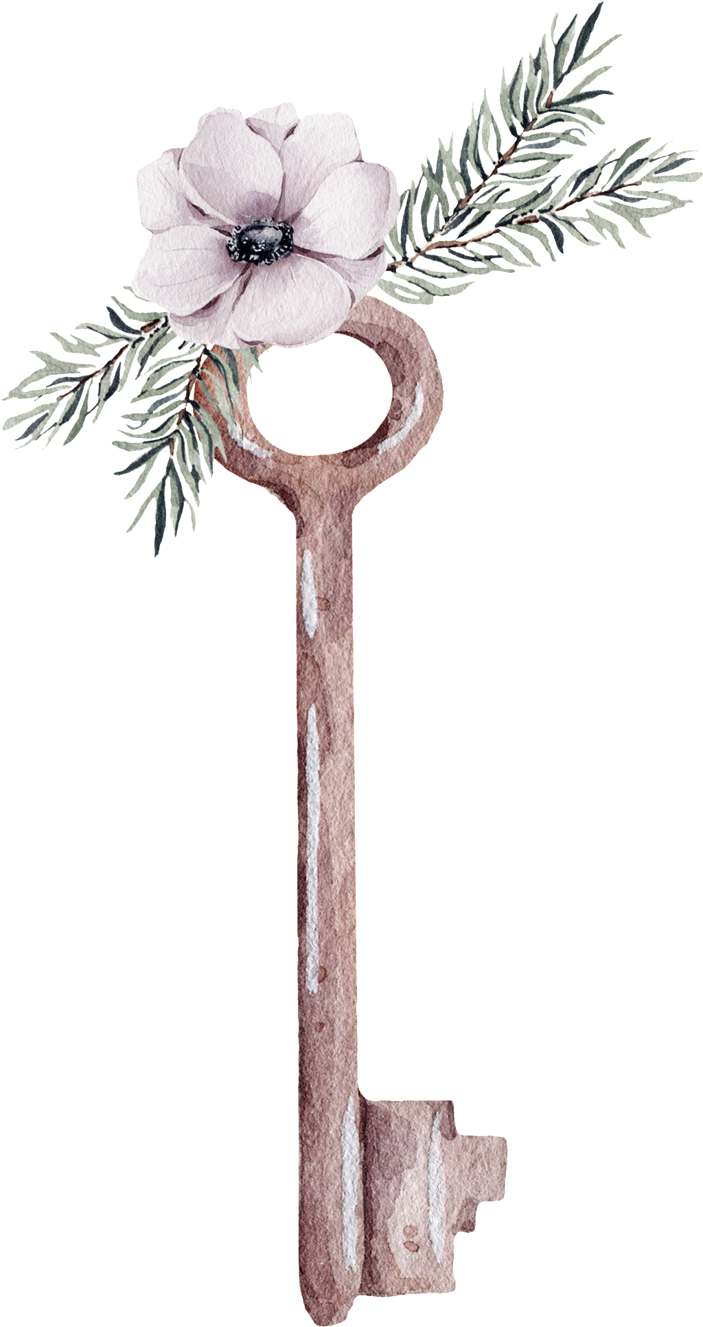 Flor Blanca Llave Transparente Ornamento Png - Portable Network Graphics (1024x1933), Png Download