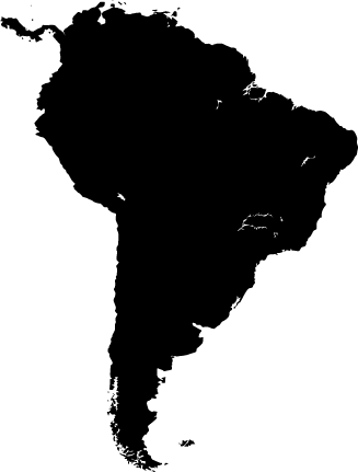 South America Map Silhouette Wall Sticker - South America Vector Png (327x431), Png Download