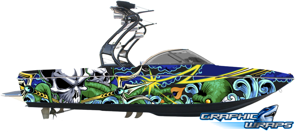 Trident Boat Wrap - Surfing (1024x468), Png Download
