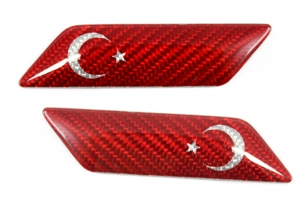 Carbon Fiber Fender Emblem W/ Turkey Flag Tmcmotorsport - Abarth 500 Koshi Kotflügel Emblem Türkische Flagge (600x600), Png Download