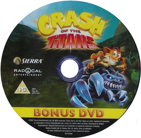 Crash Of The Titans Bonus Disc - Crash Of The Titans Ps2 Cd (480x465), Png Download