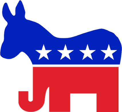 As The Election Season Kicked Off Last Year, Hillary - Democratic Party Black And White (426x390), Png Download