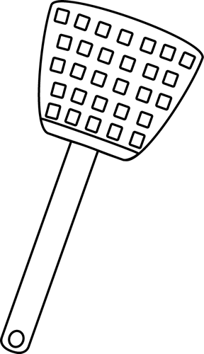 Black And White Fly Swatter - Fly Swatter Clipart Black And White (288x500), Png Download