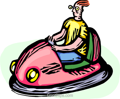 Man In A Bumper Car Royalty Free Vector Clip Art Illustration - Bumper Carts Clip Art (480x397), Png Download
