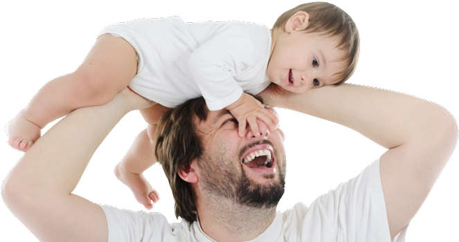 Father With Babies (686x354), Png Download