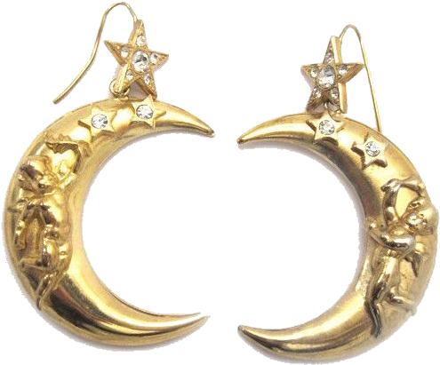 Gold Moon Earrings Polyvore Moodboard Filler Clothing - Mood Board (600x600), Png Download