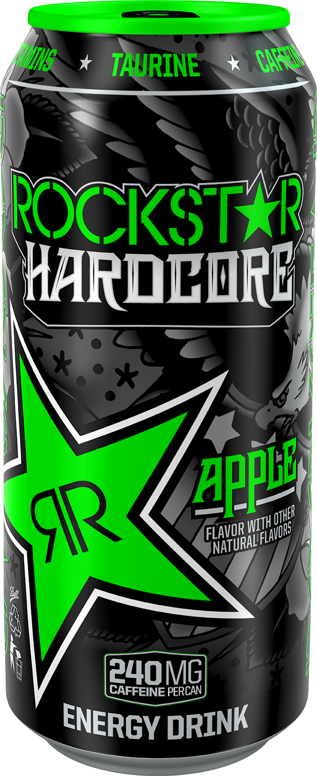 Rockstar Hardcore Apple - Rockstar Pure Zero Energy Drink, Watermelon - 16 Fl (655x1600), Png Download