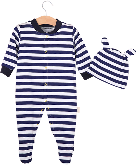 Blue Stripe Jumpsuit Set - Zwart Wit Gestreepte Trui (600x600), Png Download