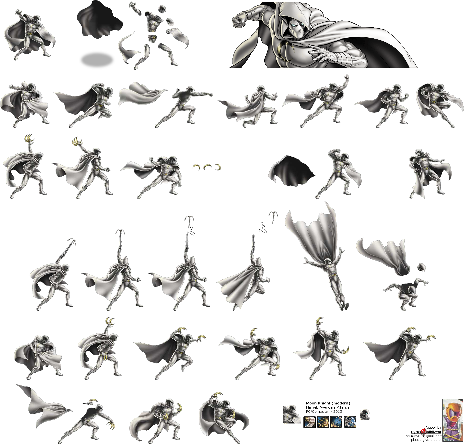 Click For Full Sized Image Moon Knight - Moon Knight Sprites (1905x1830), Png Download
