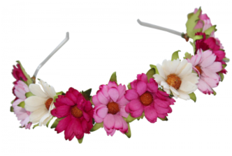 Daisy Chain Floral Crown - Flower Hair Band Png (331x454), Png Download