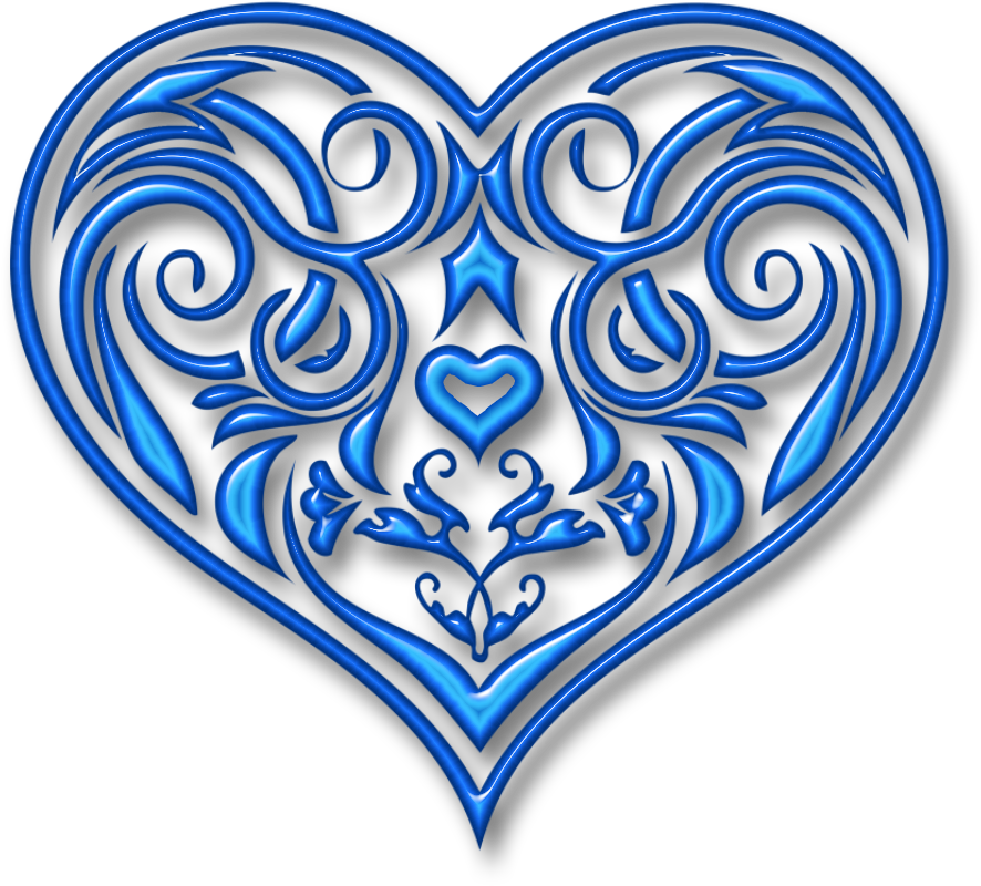 Swirl Heart Clipart - Fancy Blue Heart (1000x897), Png Download