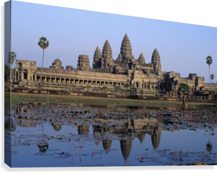 Towers Of Angkor Wat And Lake Canvas Print - Poster: Design Pics Inc's Towers Of Angkor Wat And (428x342), Png Download