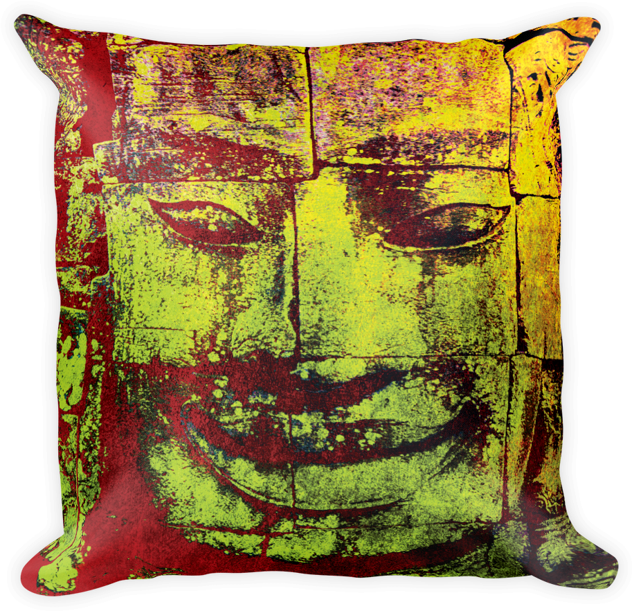 Pop Art Throw Pillow - Angkor Thom (1000x1000), Png Download