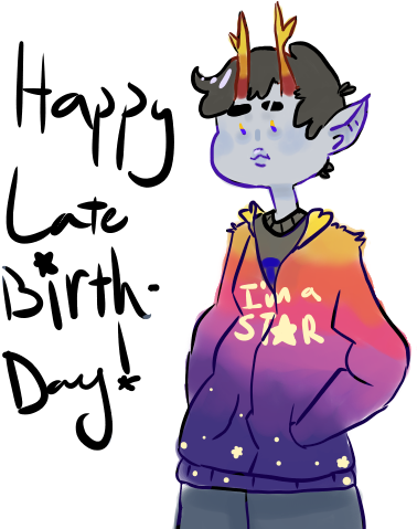 I Know Im A Week Late Or Something But Happy Late Birthday, - Cartoon (400x500), Png Download