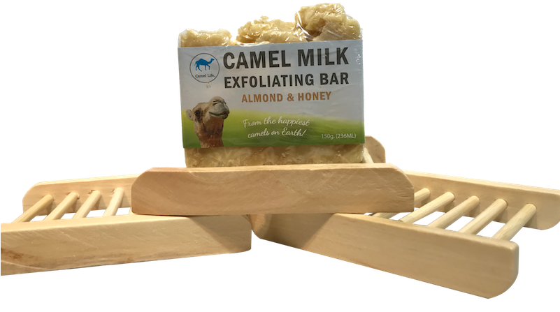 Camel Milk Exfoliating Bar & Bamboo Soap Rack - Wood (800x600), Png Download